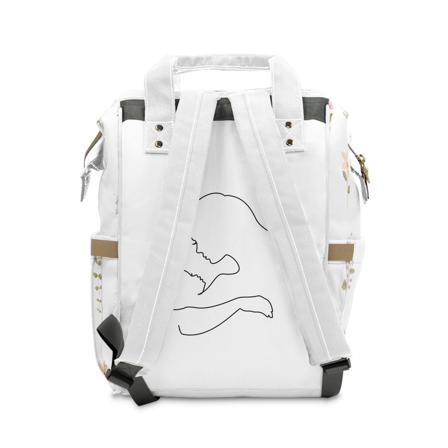 Geblümter multifunktionaler Windelrucksack. Stylische Babytasche, Mama-Geschenk, Babyparty-Geschenk, alltagstauglich, Trendige Wickeltasche