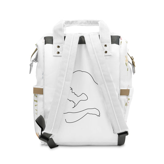 Geblümter multifunktionaler Windelrucksack. Stylische Babytasche, Mama-Geschenk, Babyparty-Geschenk, alltagstauglich, Trendige Wickeltasche