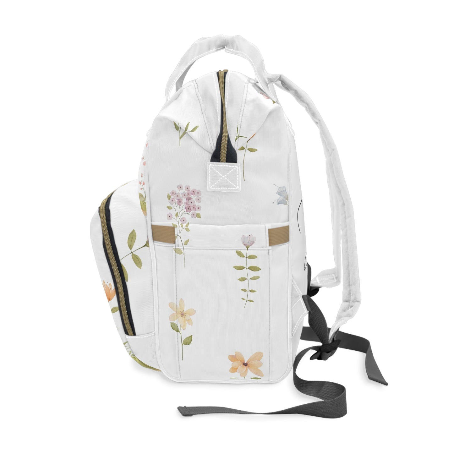 Geblümter multifunktionaler Windelrucksack. Stylische Babytasche, Mama-Geschenk, Babyparty-Geschenk, alltagstauglich, Trendige Wickeltasche